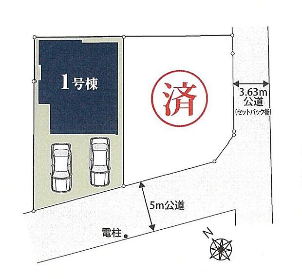 【全体区画図】駐車2台可能(車種による)!急な来客時や、ご家族の自転車スペースとしても大活躍♪