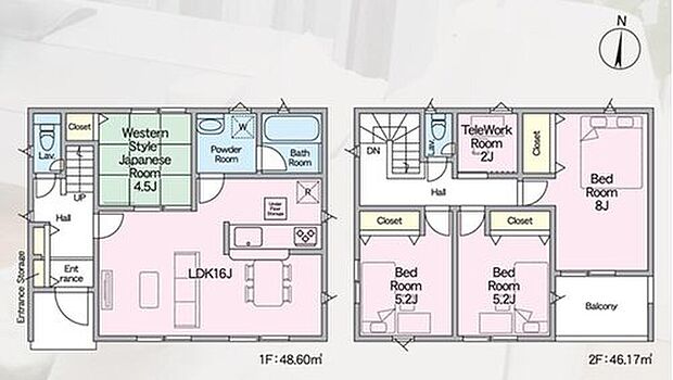 【4LDK+S】家事動線のよい水廻り集中設計、ホッとできる寛ぎの和室付きプラン♪
在宅ワークに便利なテレワークルームもあります!