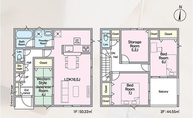 【3LDK+S】家事のしやすい水廻り集中設計、お掃除ラクラク全居室フローリングプラン♪
2階のストレージルームは5.2帖あるので、居室と同じように利用可能です!