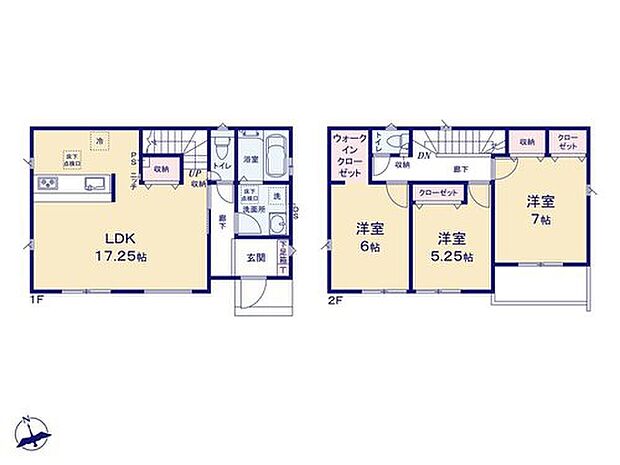 【3LDK】明るい全居室南向きの3LDK♪
WIC・リビング収納等、収納も充実！