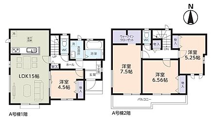 明るい全居室南向き！お掃除ラクラク全居室フローリングプラン♪
主寝室には、収納力のある大型WIC付き！ 