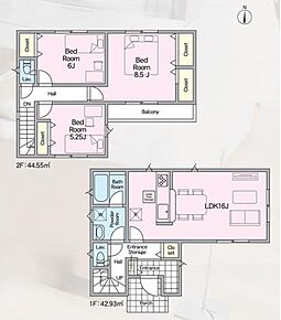 家事のしやすい水廻り集中設計、お掃除ラクラク全居室フローリング！
プライベート空間は2階に配したプランです♪
玄関の土間スペースが嬉しいですね！ 