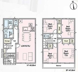 プライベート空間は2階に4室！１人１部屋が叶います！ 