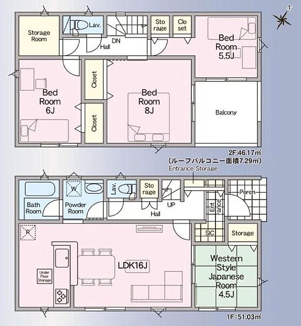 【4LDK+S】家事のしやすい水廻り集中設計!洋風和室は寛ぐのに最適です!お子様の遊びスペースにもちょうどいいですね!2階には、収納はもちろん在宅ワークスペースにもぴったりなストレージルーム付です!