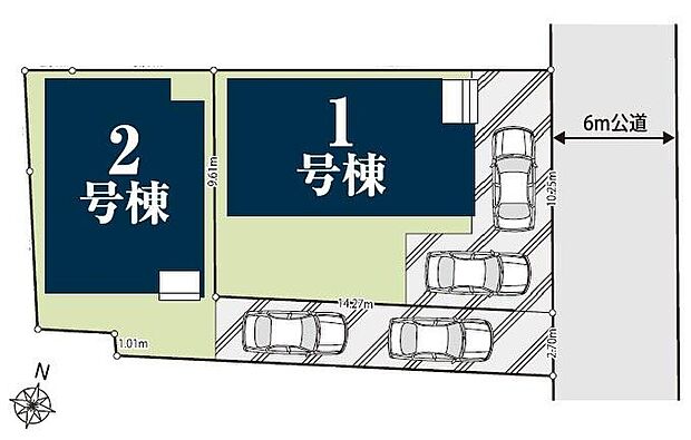閑静な住宅地☆カースペースは2台分ご用意。空いたスペースは駐輪場としてもお使いいただけます◎