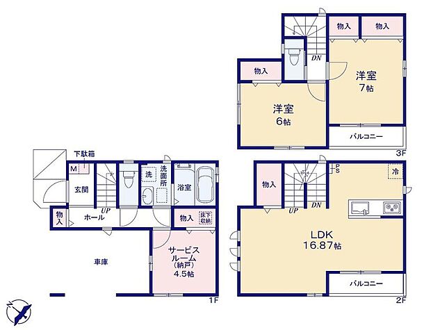 (A号棟)、価格4690万円、2LDK+S、土地面積60.07m2、建物面積89.02m2