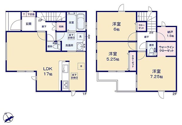 (1号棟)、3LDK、土地面積112.36m2、建物面積89.42m2