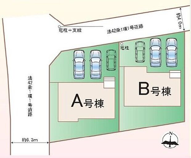 閑静な住宅地☆カースペースは3台分ご用意。空いたスペースは駐輪場としてもお使いいただけます◎