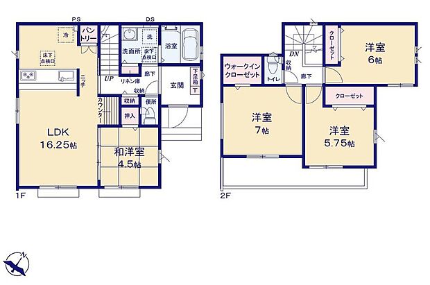 (1号棟)、4LDK、土地面積120.7m2、建物面積96.05m2