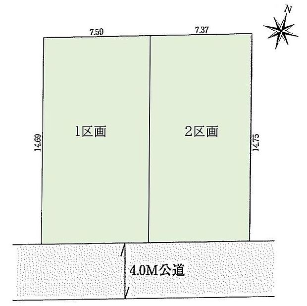 全体区画図※南道路に面し陽当たり良好♪