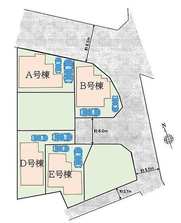 閑静な住宅地☆カースペースは2台分ご用意。空いたスペースは駐輪場としてもお使いいただけます◎