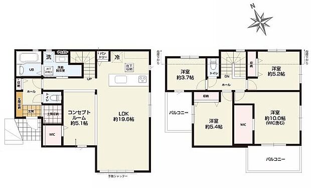 (1号棟)、4LDK、土地面積149m2、建物面積111.72m2