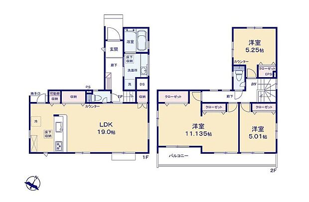 (5号棟)、3LDK、土地面積135.64m2、建物面積103.71m2