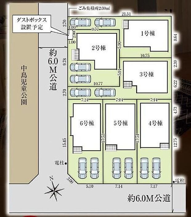 前道が6ｍあるので、車庫入れが苦手な方でも安心して入れられます。カースペース2台分ございますので、家族分の自転車を駐輪したり、来客用の駐車スペースとしてもお使いいただけます。