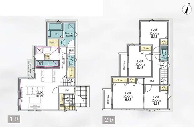 (2号棟)、価格5999万円、4LDK、土地面積108.47m2、建物面積96.88m2