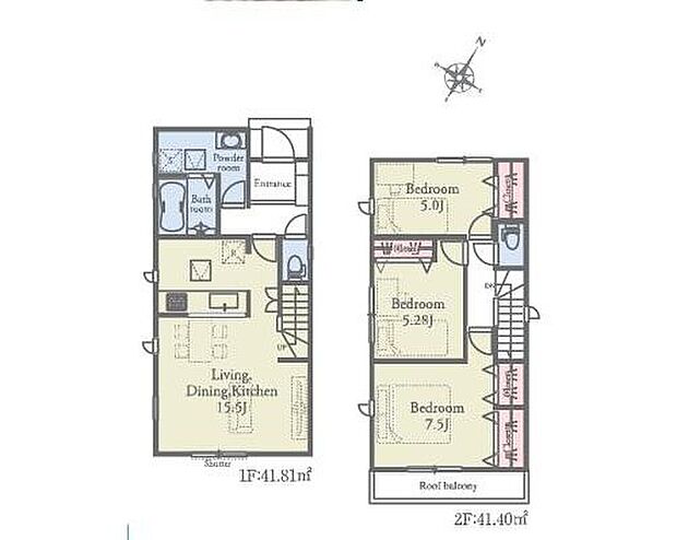 【3LDK】カースペース2台可♪
LKDは15帖超♪主寝室7.5帖♪
幅広い用途で利用可能なルーフバルコニー♪