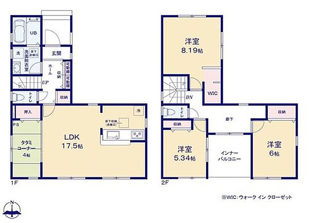 【3LDK】●タタミコーナーは客間にも、お昼寝スペースや書斎など多目的にお使い頂けますので大変便利です。
●主寝室にはウォークインクローゼットを完備！増えがちな衣類やバッグなどを効率よく収納できます！