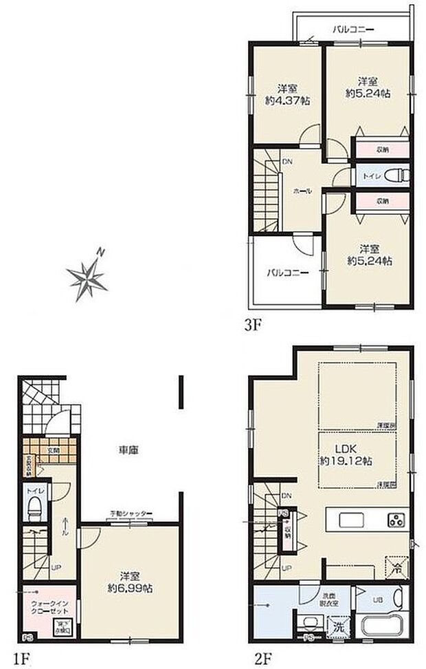 【4LDK】●家族とのつながりを意識した見通しのいい19帖超のリビングは会話が弾んでみんなを笑顔にします！
●効率的でストレスのない家事動線。水回りが集中しており、移動がスムーズです♪