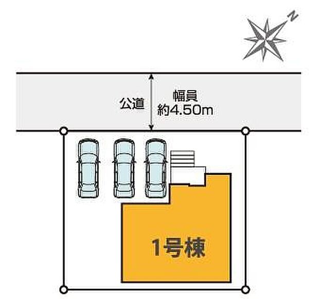 【全体区画図】閑静な住宅地☆カースペースは3台分ご用意。空いたスペースは駐輪場としてもお使いいただけます◎
