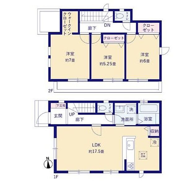 【3LDK】●水回りが集中しており家事動線の良い間取り♪
●主寝室にはウォークインクローゼットを完備！増えがちな衣類やバッグなどを効率よく収納できます！