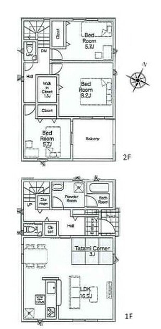 【3LDK】●タタミコーナーは客間にも、お昼寝スペースや書斎など多目的にお使い頂けますので大変便利です。
●主寝室にはウォークインクローゼットを完備！増えがちな衣類やバッグなどを効率よく収納できます！