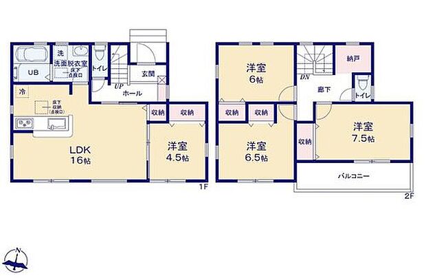 【4LDK】●効率的でストレスのない家事動線。水回りが集中しており、移動がスムーズです♪
●隣り合う洋室を開放すれば、ひときわ広々とした空間になるリビングダイニング
●多用途に利用できるストレージルーム♪