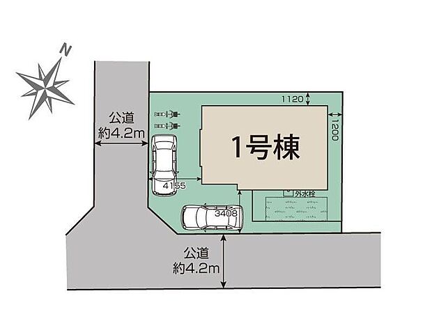 【全体区画図】閑静な住宅地☆カースペースは2台分ご用意。空いたスペースは駐輪場としてもお使いいただけます◎