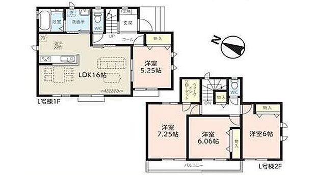 【4LDK】●リビングに隣り合う洋室を開放すればたちまち広々とした空間に♪
●水回りが集中しており家事動線の良い間取り♪
●かさばるスーツケースや季節用品も効率よく収納可能なWクローゼット付き♪