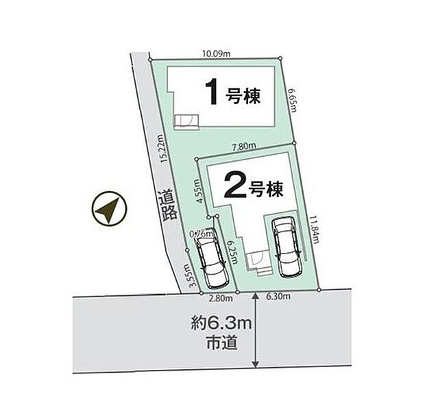 【全体区画図】カースペース完備しております!
前面道路広々でお車の駐車もラクラクです♪