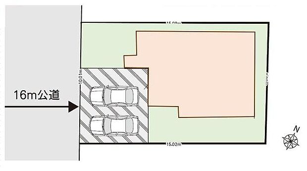 【全体区画図】閑静な住宅地☆カースペースは2台分ご用意。空いたスペースは駐輪場としてもお使いいただけます◎