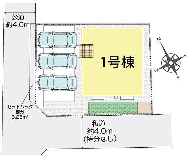 【全体区画図】閑静な住宅地☆カースペースは3台分ご用意。空いたスペースは駐輪場としてもお使いいただけます◎