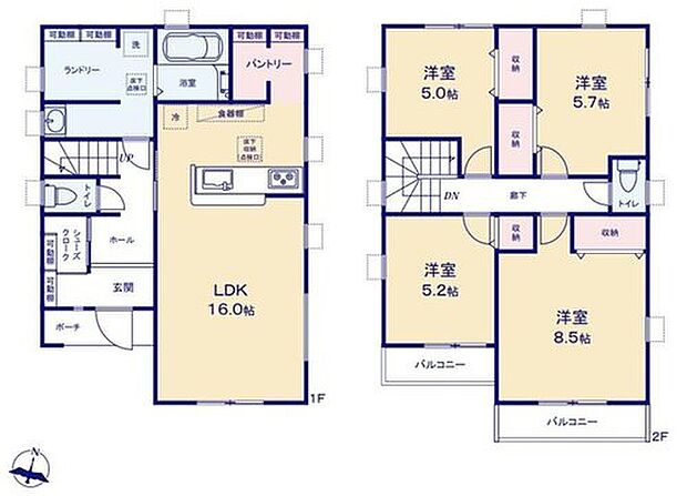【4LDK】●SIC+パントリーｅｔｃ豊富な収納設備で綺麗なお部屋を保てます♪
●主寝室は8.5帖ゆとりの広さ♪
●雨の日も安心♪室内ランドリー♪