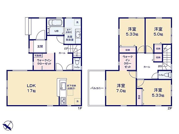 【4LDK】●雨水が家に入りにくいインナーポーチ♪
●玄関にWICを設置！コートやゴルフバッグなどの収納にも便利です♪
●約4帖の広々バルコニーには洗濯物や布団もたくさん干せます♪