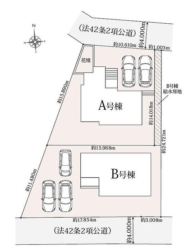 【全体区画図】閑静な住宅地☆カースペースは2台～3台分ご用意。空いたスペースは駐輪場としてもお使いいただけます◎