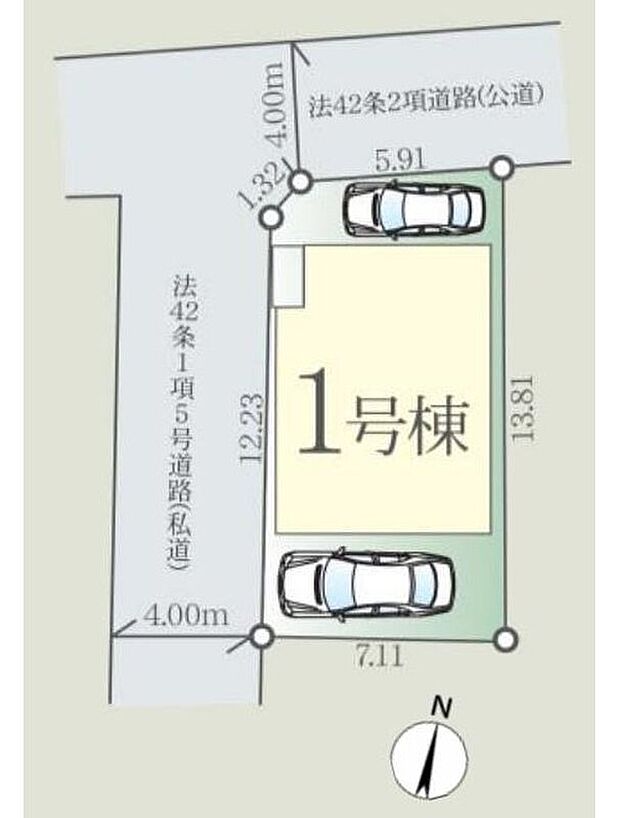【全体区画図】閑静な住宅地☆カースペースは2台分ご用意。空いたスペースは駐輪場としてもお使いいただけます◎