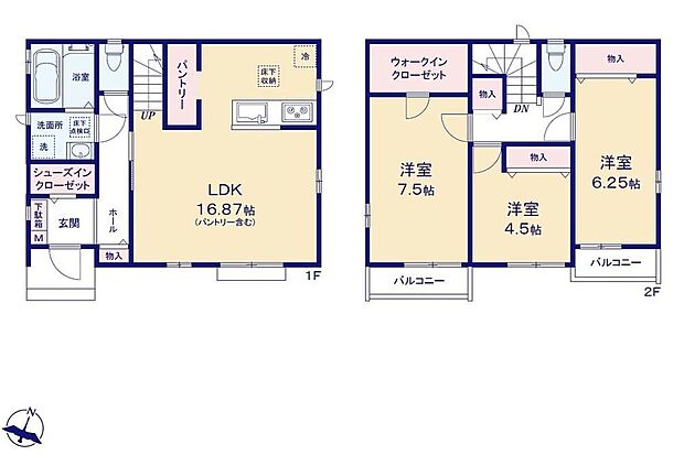 【3LDK】●家族とのつながりを意識した見通しのいいリビング♪●常備食のストックや家電の収納に役立つパントリー付●SIC付きで玄関すっきり♪●南バルコニーで陽当たり良好♪
