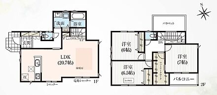 ●家族とのつながりを意識した見通しのいい20帖超のリビング♪●リビング階段ですので自然と家族の集まる憩いの空間になります●主寝室には大容量のファミリークローゼット！洋服以外の収納にも◎ 