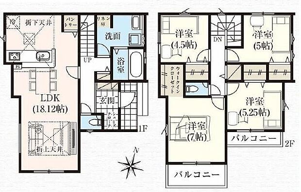 【4LDK】●常備食のストックや家電の収納に役立つパントリー付●SIC付きで玄関すっきり♪●リネン庫やWIC 収納豊富な間取りプラン♪