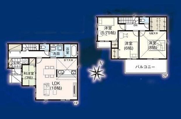【4LDK】●効率的でストレスのない家事動線。水回りが集中しており移動がスムーズです♪●WICやシューズクロークなど豊富な収納スペースを完備♪●寛ぐにも最適な和室。お子様のお昼寝スペースにもなりますね♪