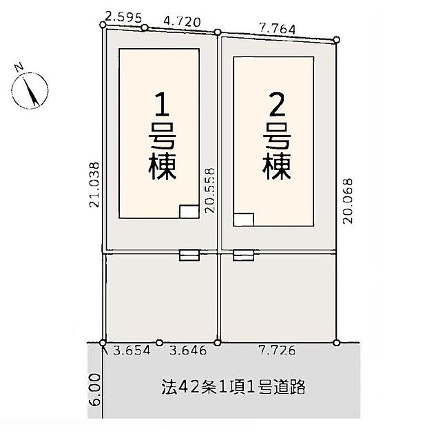 全２棟　新築分譲住宅です！
南西側６ｍ公道に面します。
穏やかな雰囲気漂う街並み、ゆったりお過ごしいただけます♪