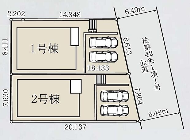 前面の道路幅は6mを超える広さでゆとりがございますので、お車の駐車もスムーズです♪