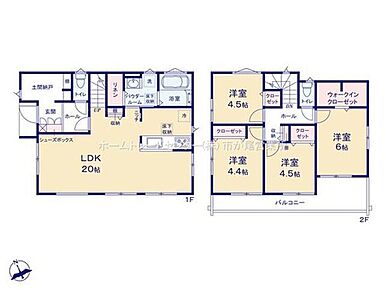 LDKは広々２０帖、人気の対面式キッチン＆リビングイン階段採用！
全居室に収納完備♪
土間納戸やリネン庫、ウォークインクローゼットあり♪
３部屋をつなぐ、ワイドバルコニー☆ 