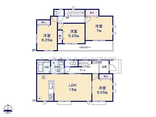 【4LDK】LDKはゆとりの16帖、人気の対面式キッチン採用!水回りを集約、効率的な家事動線♪全居室南向き&収納完備!2部屋より出入り可能、ワイドバルコニー☆