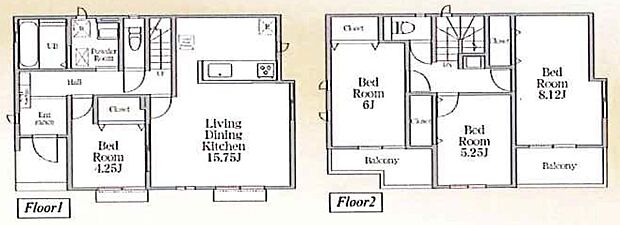 【4LDK】玄関近くに洗面所、帰宅後すぐに手が洗えます♪
LDKは15.75帖、人気の対面式キッチン採用☆
全居室に収納完備!
2か所にバルコニー設置☆