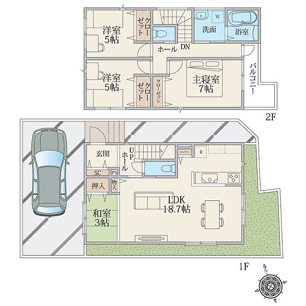 (区画6)、価格5480万円、4LDK、土地面積100.01m2、建物面積96.05m2