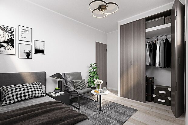 【主寝室（イメージ画像）】主寝室には扉付きの収納を設けスッキリとした空間になります。南側から光り差し込む明るい部屋になります。※イメージの為実際と異なる場合があります。