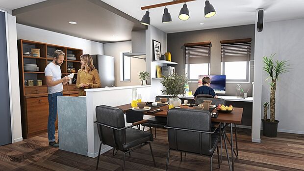 【カウンター（イメージ画像）】キッチン横にカウンターを設け、お子様のお勉強や家族の趣味・仕事のスペースに便利です。※イメージの為実際と異なる場合があります。