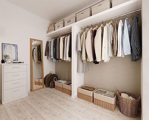 【WIC（イメージ画像）】ホールに設置することでタイミングを気にせず家族みんなが使えます。季節ものの洋服や家電などたっぷり収納できます。※イメージのため実際と異なる場合があります。