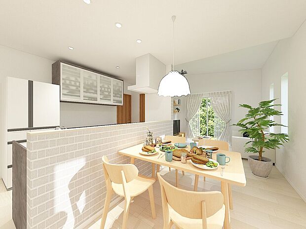 【【イメージパース】】平屋住宅は、すべてがワンフロアにまとまっているため、移動がスムーズで家事も効率的。階段がないので、小さな子どもや高齢の方も安心して暮らせます。