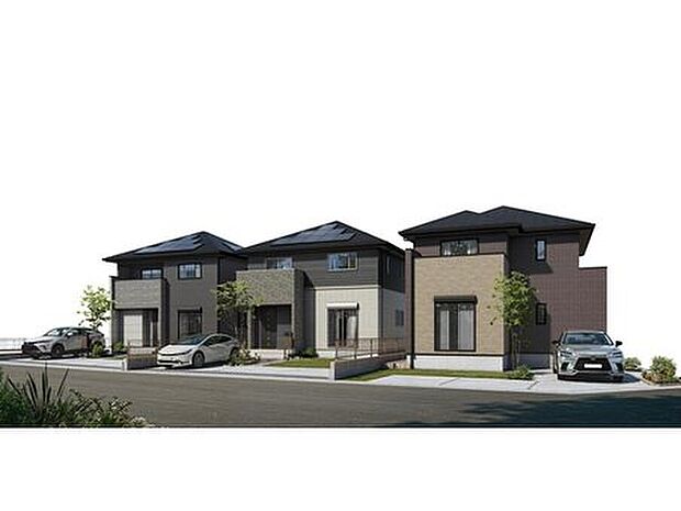 街並完成予想図/春日町2期 建売分譲3棟/アピタ近接の住宅街で生活しやすい環境です。江曽島駅より740m(最長)なので駅利用もしやすい立地。